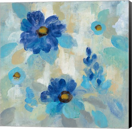 Framed Blue Flowers Whisper II Print