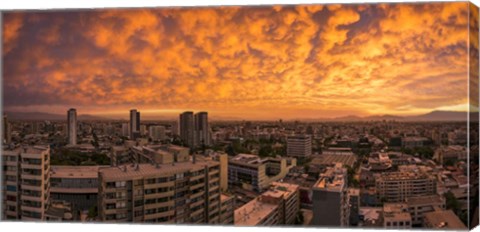 Framed Cityscape at Sunset, Santiago, Chile Print