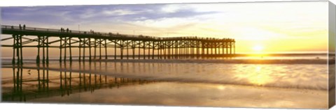 Framed Pier at Sunset, Crystal Pier, Pacific Beach, San Diego, California Print