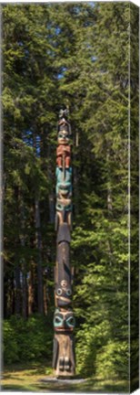 Framed Totem Pole in Forest, Sitka, Southeast Alaska Print