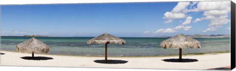 Framed Sun Shade on the Beach of La Paz, Baja California Sur, Mexico Print