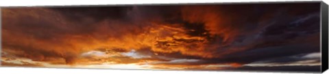 Framed Red Sky Stormy Sunset  in Taos, New Mexico Print