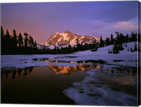 Framed Picture Lake at Sunset, Cascade National Park, Washington Print