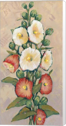 Framed Red Hollyhocks I Print