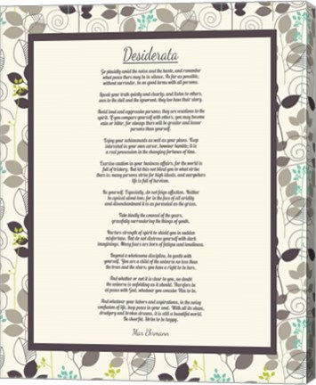 Framed Desiderata Leaf Pattern Frame Light Print