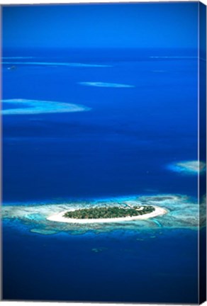 Framed Aerial of Treasure Island Resort, Mamanuca Island Group, Fiji Print