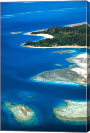 Framed Aerial of Maolo Island, Mamanuca Islands, Fiji Print