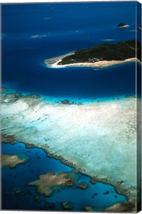 Framed Aerial of Castaway Island, Mamanuca Islands, Fiji Print