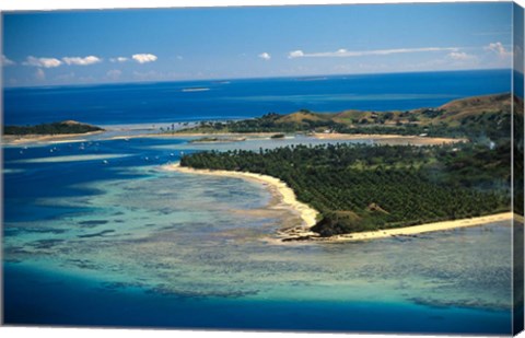 Framed Aerial View of Malolo Lailai Island, Mamanuca Islands, Fiji Print