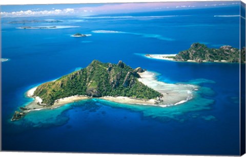 Framed Aerial of Maolo Island, Mamanuca Islands, Fiji Print