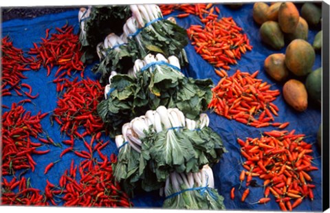 Framed Market Produce, Sigatoka, Fiji Print
