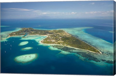 Framed Coral reef and Malolo Lailai Island, Mamanuca Islands, Fiji Print