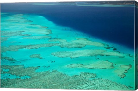 Framed Malolo Barrier Reef and Malolo Island, Mamanuca Islands, Fiji Print