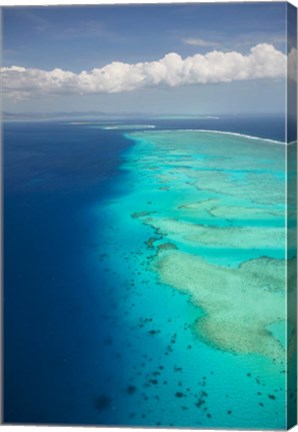 Framed Ariel View of Malolo Barrier Reef and Malolo Island, Fiji Print