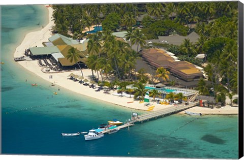 Framed Aerial View of Plantation Island Resort, Malolo Lailai Island, Fiji Print