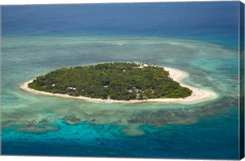 Framed Tavarua Island and coral reef, Mamanuca Islands, Fiji Print