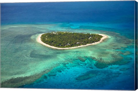 Framed Tavarua Island and coral reef, Mamanuca Islands, Fiji Print