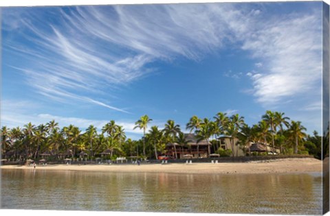 Framed Beach at Outrigger on the Lagoon Resort, Coral Coast, Viti Levu, Fiji Print