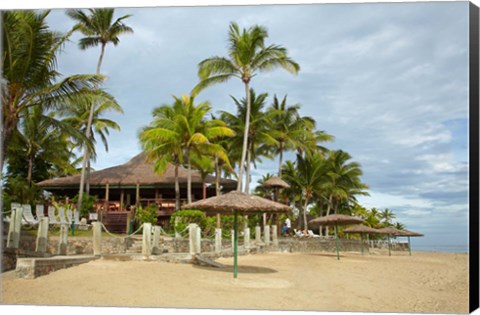 Framed Beach at Outrigger on the Lagoon Resort, Coral Coast, Fiji Print