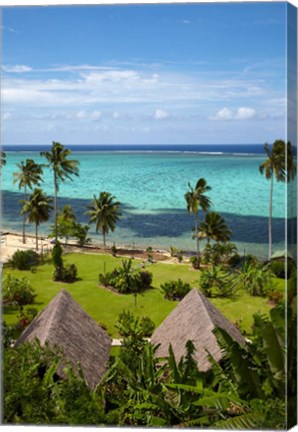 Framed Crusoe&#39;s Retreat and coral reef, Coral Coast, Viti Levu, Fiji Print