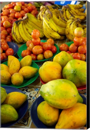 Framed Pawpaw/Papaya, tomatoes and bananas, Sigatoka Produce Market, Sigatoka, Coral Coast, Viti Levu, Fiji Print