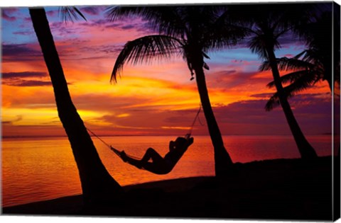 Framed Woman in hammock, Coral Coast, Viti Levu, Fiji Print