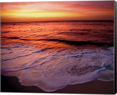 Framed Fiji Islands, Tavarua, Colorful sunset Print