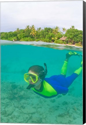 Framed Snorkeling, Picnic island, Viti Levu Fiji Print