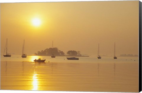 Framed Tavern Island at Sunrise, Rowayton, Connecticut Print