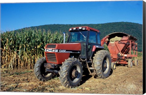 Framed Tractor and Corn Field in Litchfield Hills, Connecticut Print