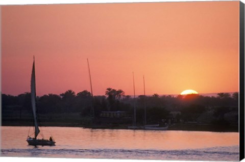 Framed Traditional Egyptian Falucca, Nile River, Luxor, Egypt Print