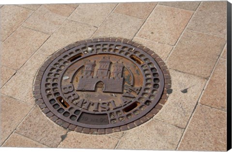 Framed Slovakia, Bratislava, Manhole, coat of arms Print