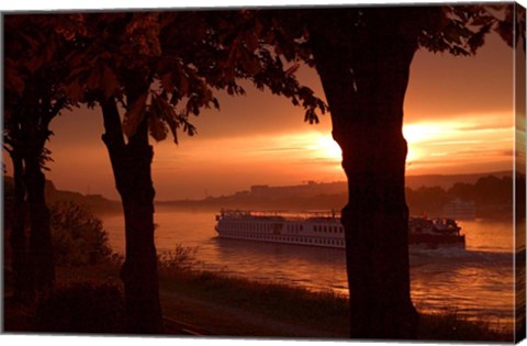 Framed Sunset, Cruise ship, Danube River, Bratislava, Slovakia Print