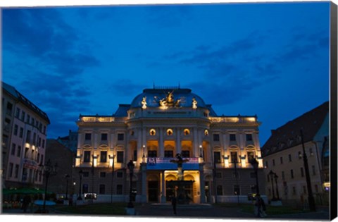 Framed Night view of Bratislava Opera House, Slovakia Print