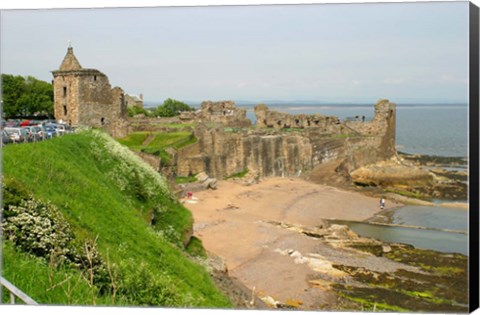 Framed Coastline Beach and Ruins of St Andrews, Scotland Print