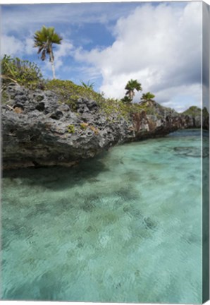 Framed Scenic lagoon located inside volcanic caldera, Fiji Print