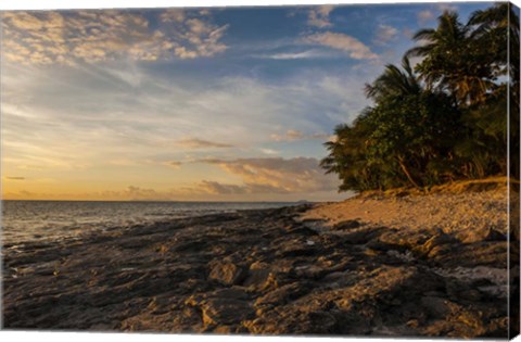 Framed Late afternoon light on a beach on Beachcomber island, Mamanucas Islands, Fiji, South Pacific Print