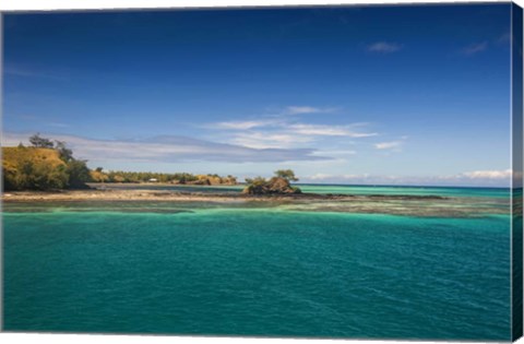 Framed Turquoise waters of Blue Lagoon, Yasawa, Fiji, South Pacific Print