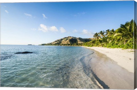 Framed White sandy beach, Oarsman Bay, Yasawa, Fiji Print