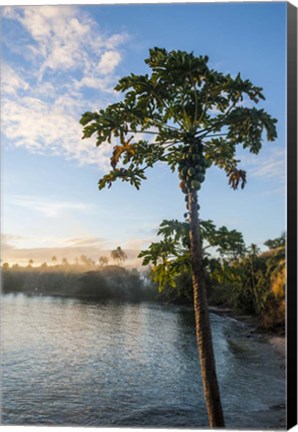 Framed Sunset over the beach, Nacula island, Yasawa, Fiji, South Pacific Print