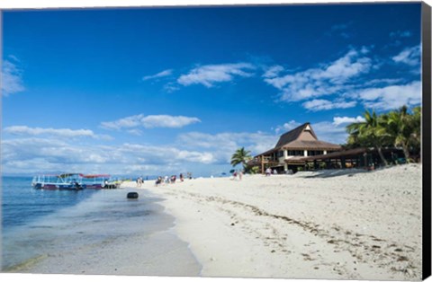 Framed Beach restaurant on Beachcomber Island, Mamanucas Islands, Fiji, South Pacific Print