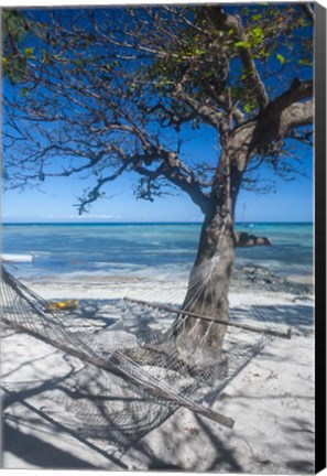 Framed Hammock on the beach of a resort, Nacula Island, Yasawa, Fiji, South Pacific Print