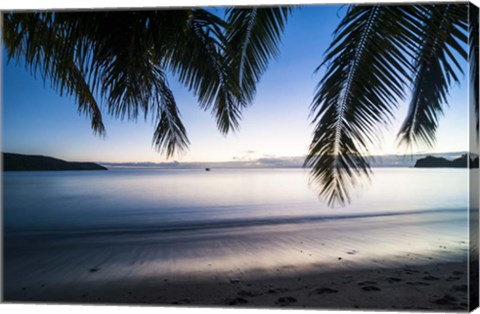 Framed Sunset over the beach, Naviti, Yasawa, Fiji, South Pacific Print
