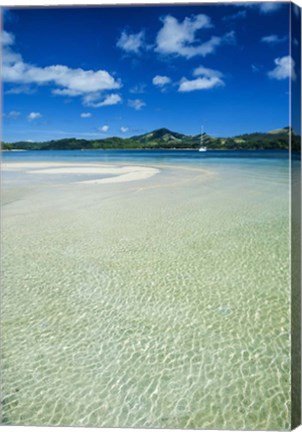 Framed Turquoise water at the Nanuya Lailai island, the blue lagoon, Yasawa, Fiji, South Pacific Print