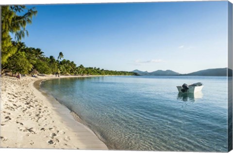 Framed White sand beach, Oarsman Bay, Yasawa, Fiji, South Pacific Print