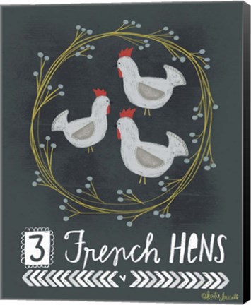 Framed 3 French Hens Print