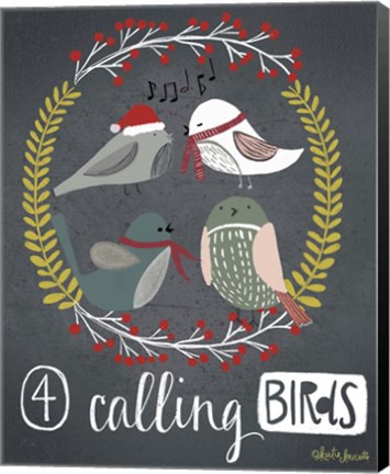 Framed 4 Calling Birds Print