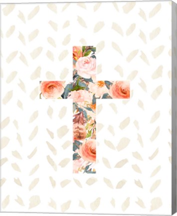 Framed Orange Floral Cross Print