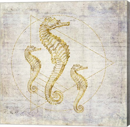 Framed Seahorse Geometric Gold Print