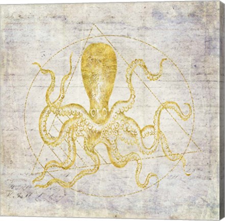 Framed Octopus Geometric Gold Print
